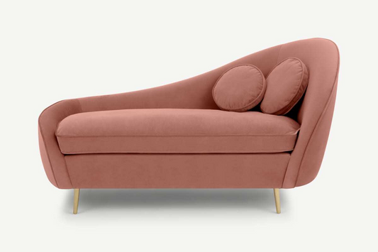 Made. com Kooper Left Hand Facing Chaise Longue, Blush Pink Velvet, 70x155x80cm