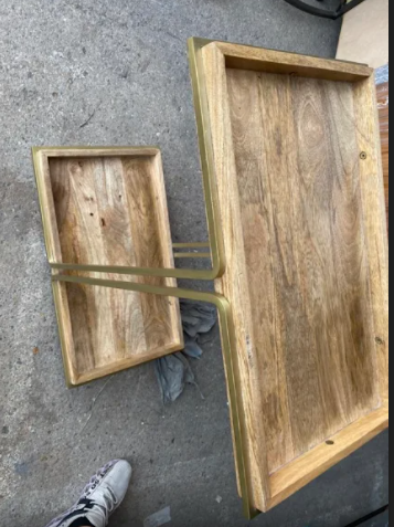 Small Mango & Brass Drinks Trolley, 35x60x80cm