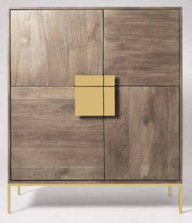 Swoon Banner Cabinet In Walnut & Brass, 40x100x120cm