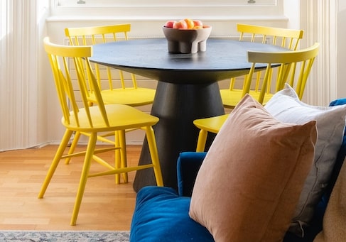 Wooden Windsor Chair Painted Yellow, 50 x 49 x 83.5cm
