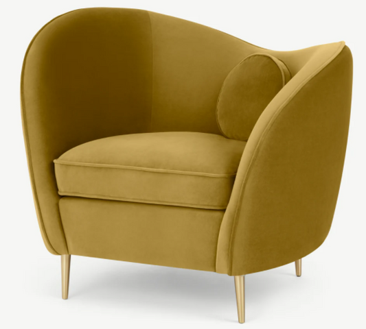 MADE.COM KOOPER ACCENT ARMCHAIR - VINTAGE GOLD VELVET, 74x96x85cm