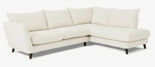 MADE.COM WES 3 SEATER RIGHT HAND FACING CORNER SOFA IN IVORY BOUCLE FABRIC, 204x274x85cm