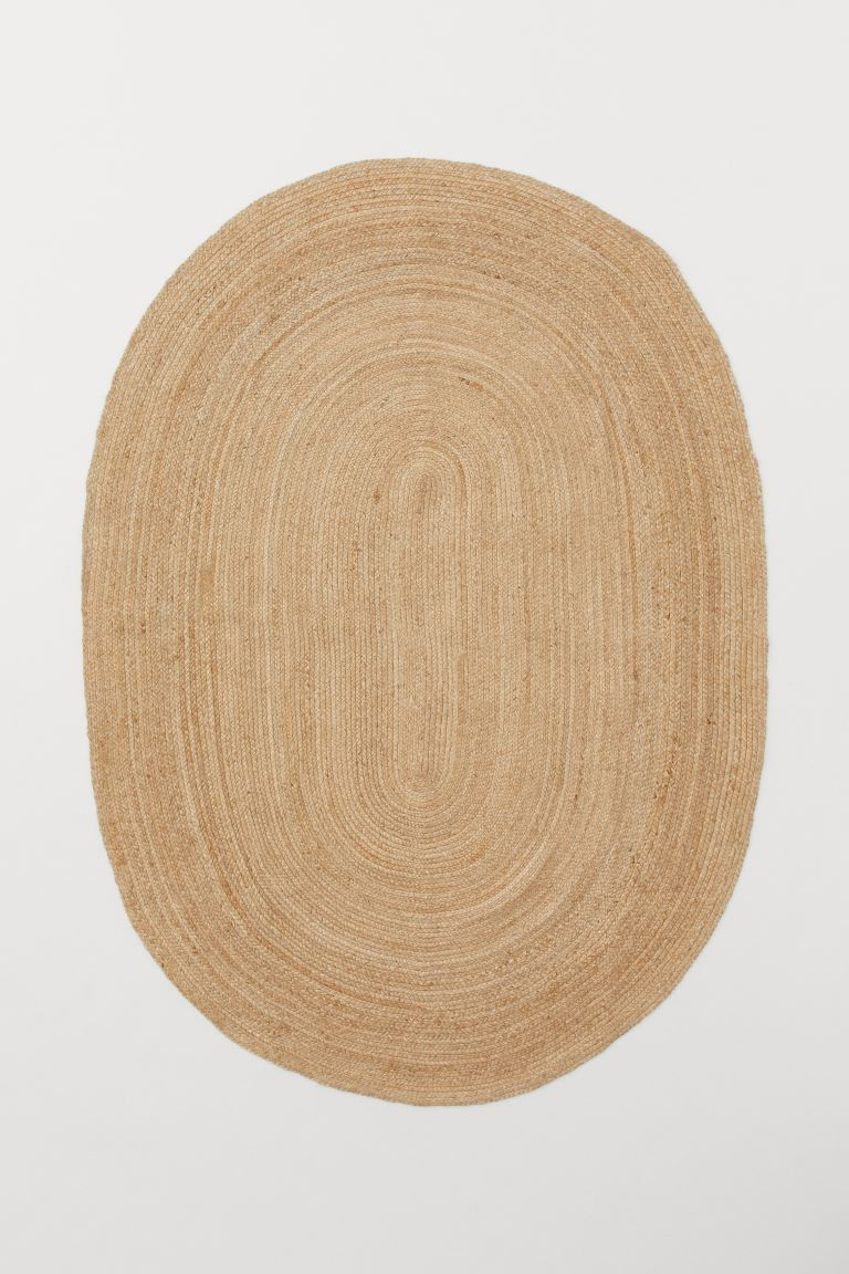 Oval jute rug, 240x170cm