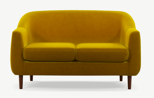 MADE.COM TUBBY 2 SEATER SOFA IN MUSTARD VELVET, 76x125x73cm