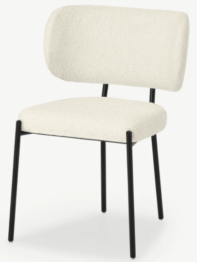 MADE.COM ASARE DINING CHAIRS IN WHITEWASH BOULCE & BLACK LEG