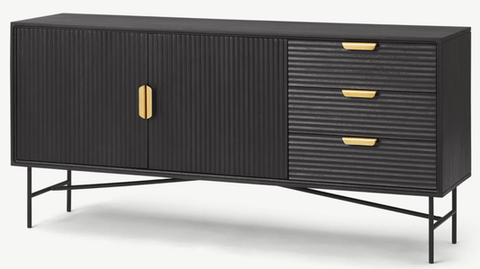 MADE.COM HAINES SIDEBOARD - CHARCOAL BLACK MANGO WOOD, 40x160x76cm