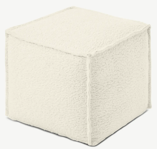 Kirby Pouffe, Natural Faux Sheepskin, 45x45x40cm
