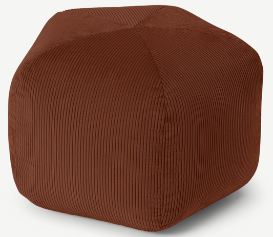 Pebble Pentagon Pouffe, Russet Corduroy Velvet, 50 x 50 x 35cm