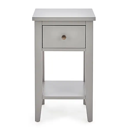 Lynton Compact Grey Slim Bedside Table, 43x70x16cm