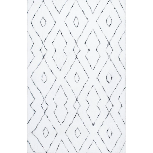 Peraza Handmade Tufted White Area Rug, 274.32x200.66cm