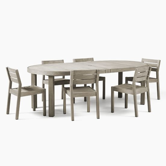 Portside Garden Round Expandable Dining Table, 121.92x236.22x76.2cm