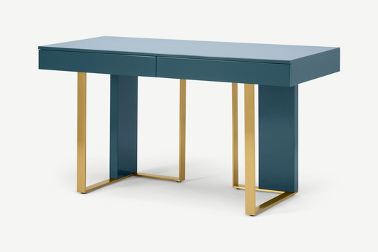MADE.COM Arpen Desk in Teal and Brass, 60x140x76cm