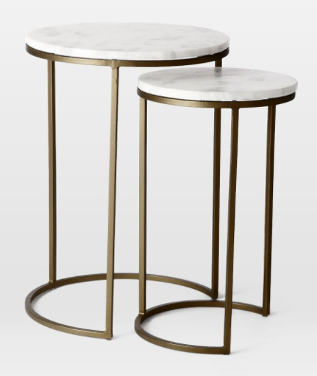 Marble Round Nesting Side Table (Set of 2), 43x43x50cm