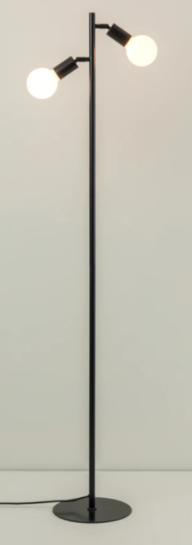 Lever - 2 light matt black task floor lamp, 33x155cm