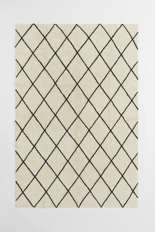 Patterned wool-blend rug 200x300cm