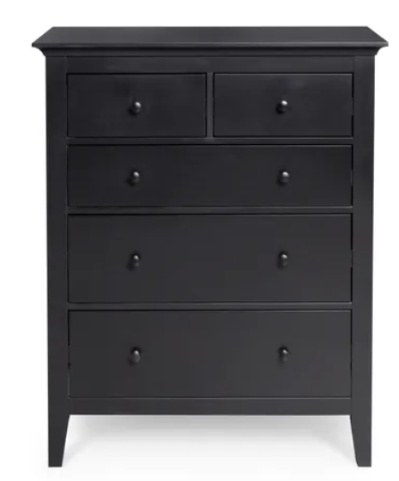 Lynton Black 5 Drawer Chest, 42x84x100cm