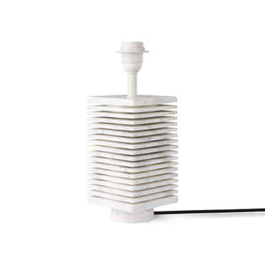 RIBBED TABLE LAMP BASE WHITE MARBLE
