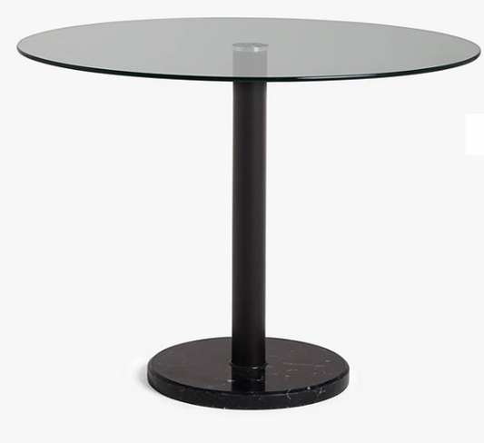 Enzo 4 Seater Glass Round Dining Table, 0x76x100cm