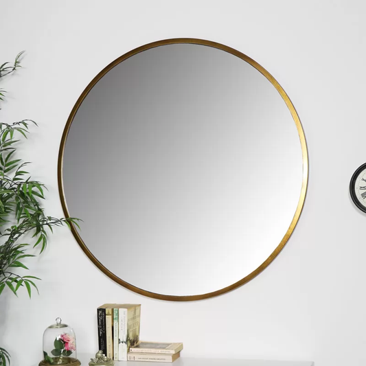 Large Round Gold Mirror - 100cm