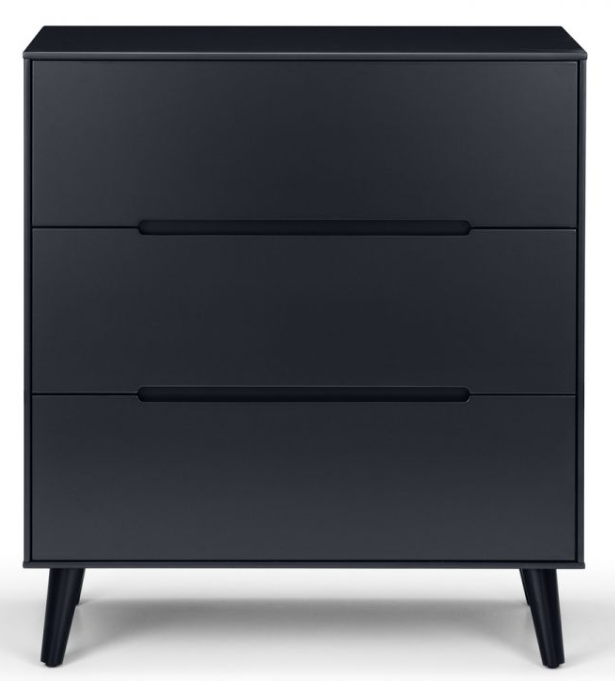 ALICIA 3 DRAWER CHEST - ANTHRACITE, 80x40x89cm