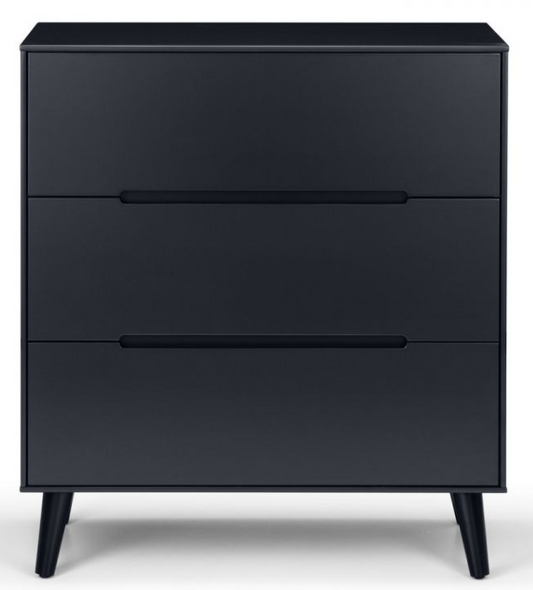 ALICIA 3 DRAWER CHEST - ANTHRACITE, 80x40x89cm