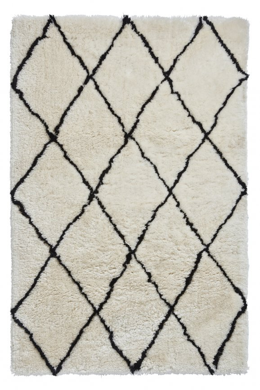 Morocco, 170x120cm - Ivory/Black