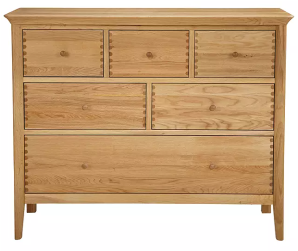 6 Drawer Chest in Oak, 110w x 50d x 87.4h