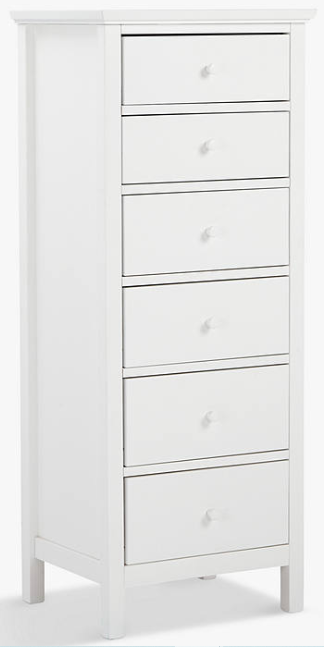 Wilton 6 Drawer Tallboy Chest, 55x43.6x137cm