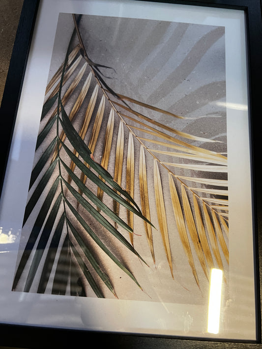 GOLD AND GREEN PALM LEAVES, 50 x 70cm, framed