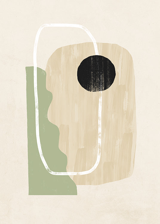 Green and Beige Abstract Poster 21x30cm
