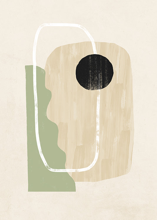 Green and Beige Abstract Poster 21x30cm