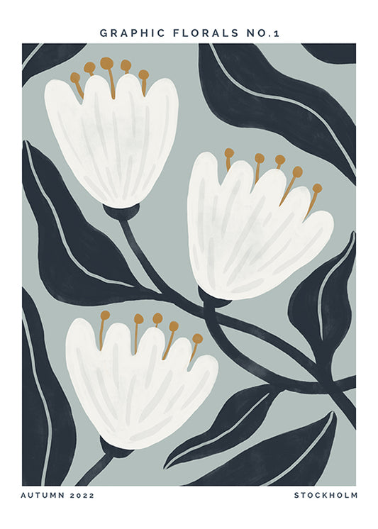 Graphic Florals No1 Poster