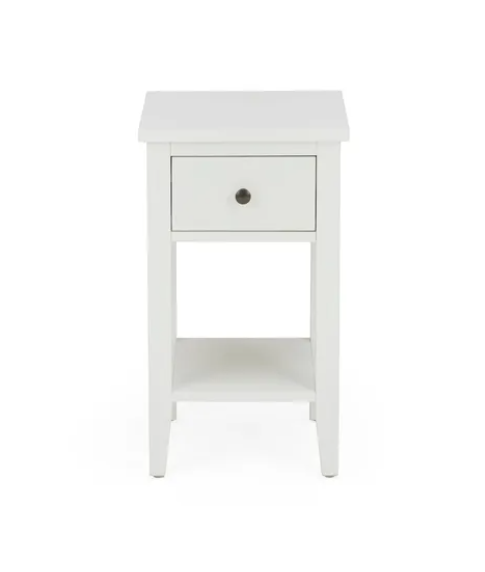 Lynton Compact White Slim Bedside Table, 55x32x35cm