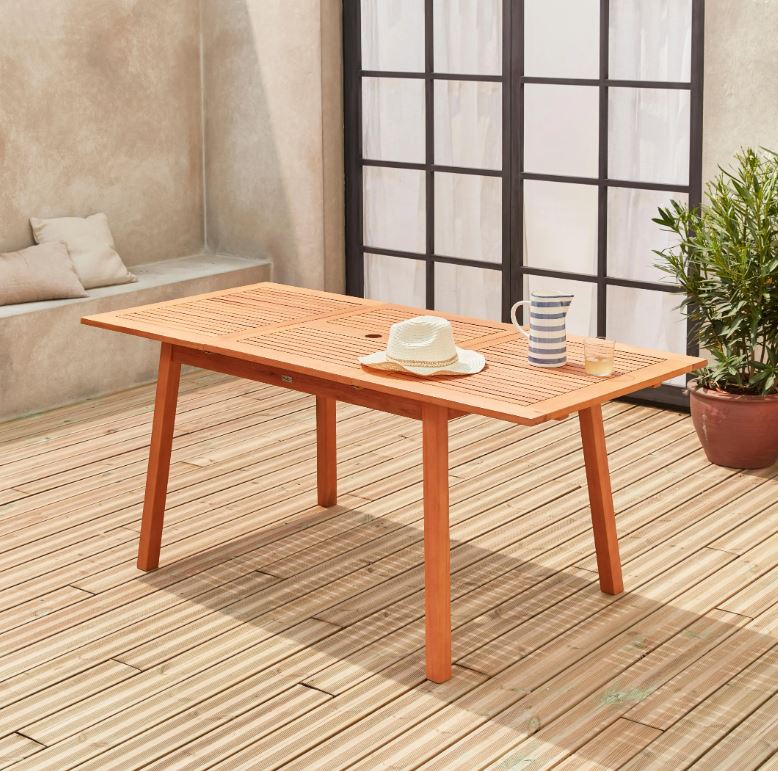 Almeria 6 Extendable Wooden Garden Table, 120-180cm