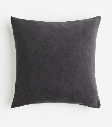 Cotton Velvet Cushion Cover, Dark Grey 50x50