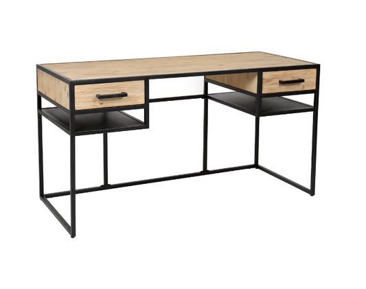 Levi Office Desk - Natural & Black (NR)