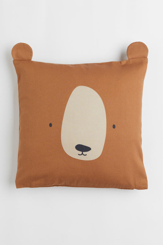 Cotton cushion cover - Brown/Bear