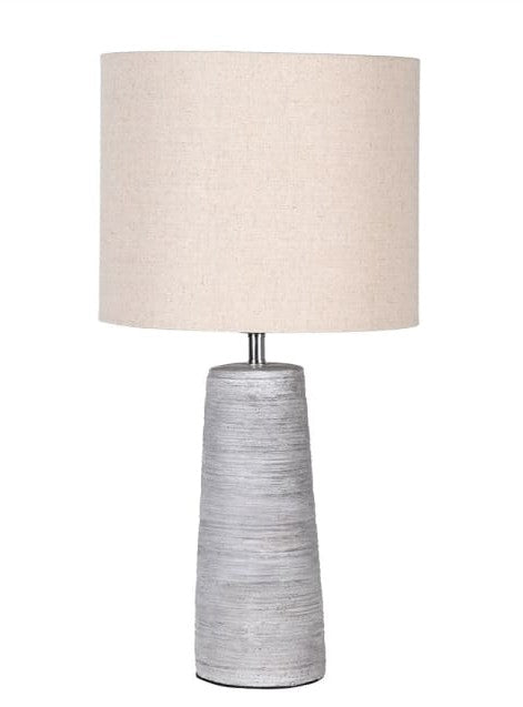 Grey Tapered Lamp with Linen Shade