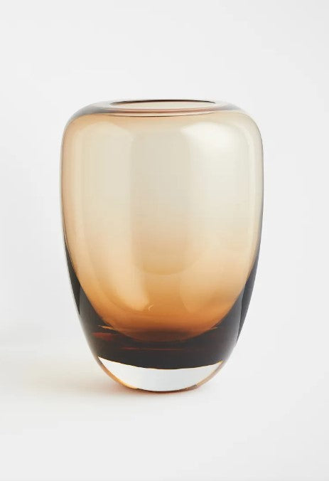 Large glass vase, Amber-coloured