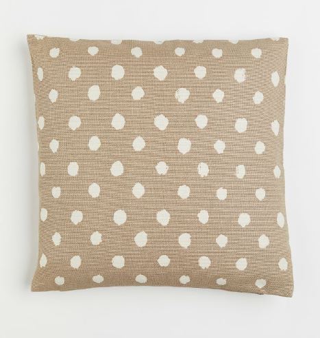 Patterned cotton cushion cover, Beige/Spotted 50x50cm