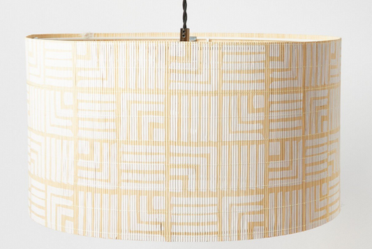 Ena Geometric White Bamboo Shade, 25x45x45cm