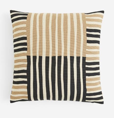 Patterned cushion cover, Beige/Black 50x50cm