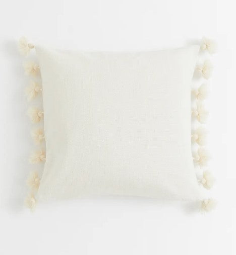 Cushion cover with tassels, Light beige 50x50cm