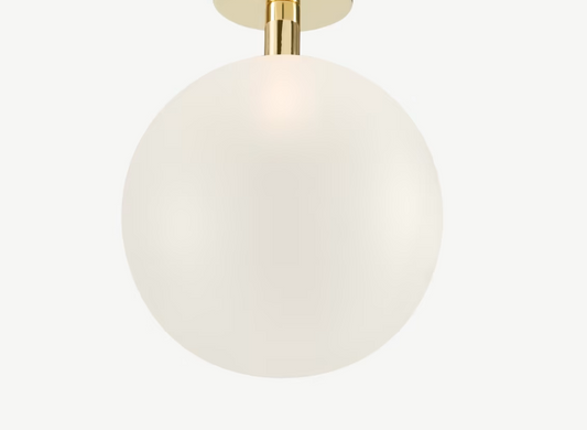 Boll Flush Ceiling Lamp, Brass & Frosted Glass