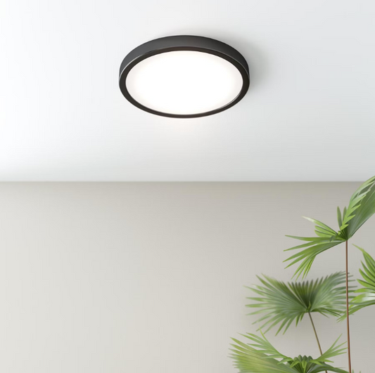 Eglo Fueva IP44 Bathroom Ceiling Light In Black, 2.8x28.5x28.5cm