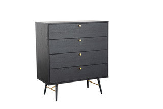 Barcelona 4 Drawer Chest - Black and Copper, 90x80x40cm