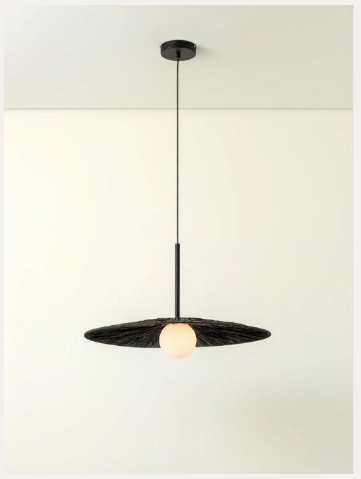 Ridotti - 1 Light Matt Black Raffia Pendant
