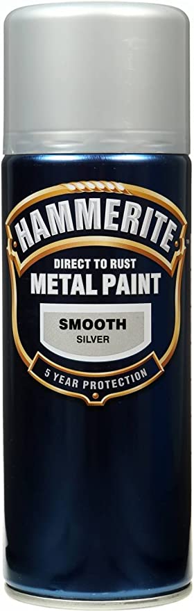 Hammerite Direct to Rust Metal Paint Aerosol Smooth Silver Finish 400ML