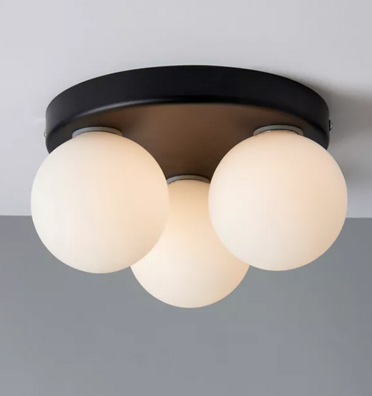 John Lewis Harlow Semi Flush Bathroom Ceiling Light, Matt Black