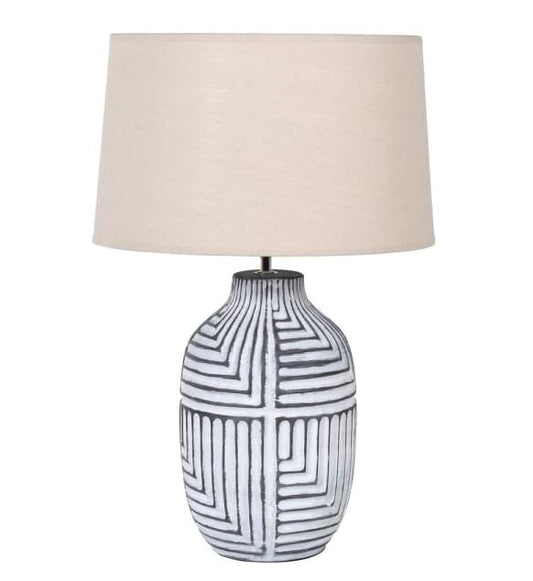 Abstract Lamp with Linen Shade